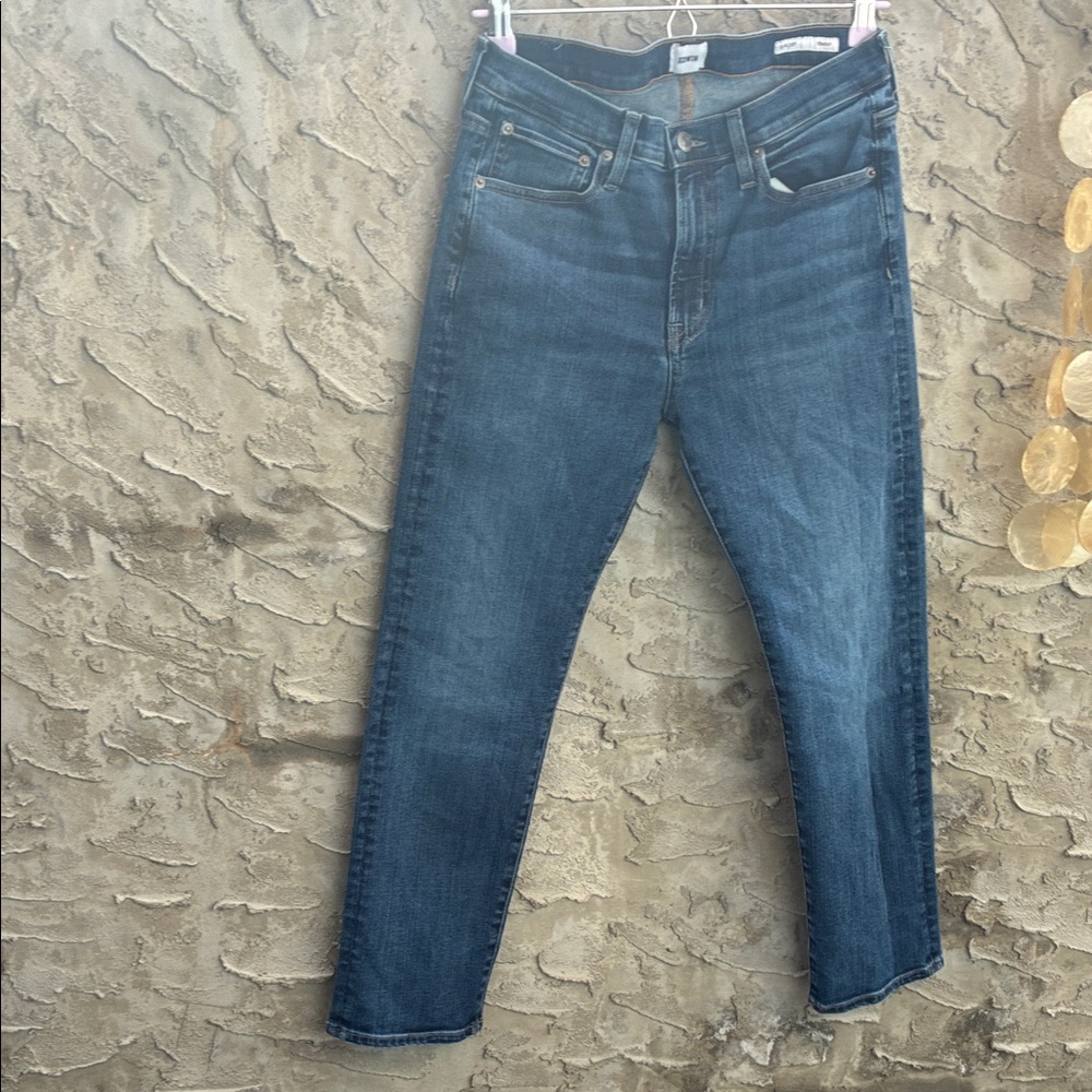 High Rise Edwin Elin Crop 98% Cotton Dark Blue Denim Jeans Sz 26 worn 1x